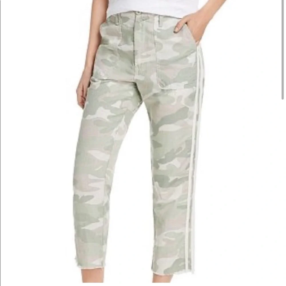 MOTHER THE SHAKER CHOP CROP FRAY Linen Blend Desert Print Camo Jeans Pan… - Picture 7 of 16